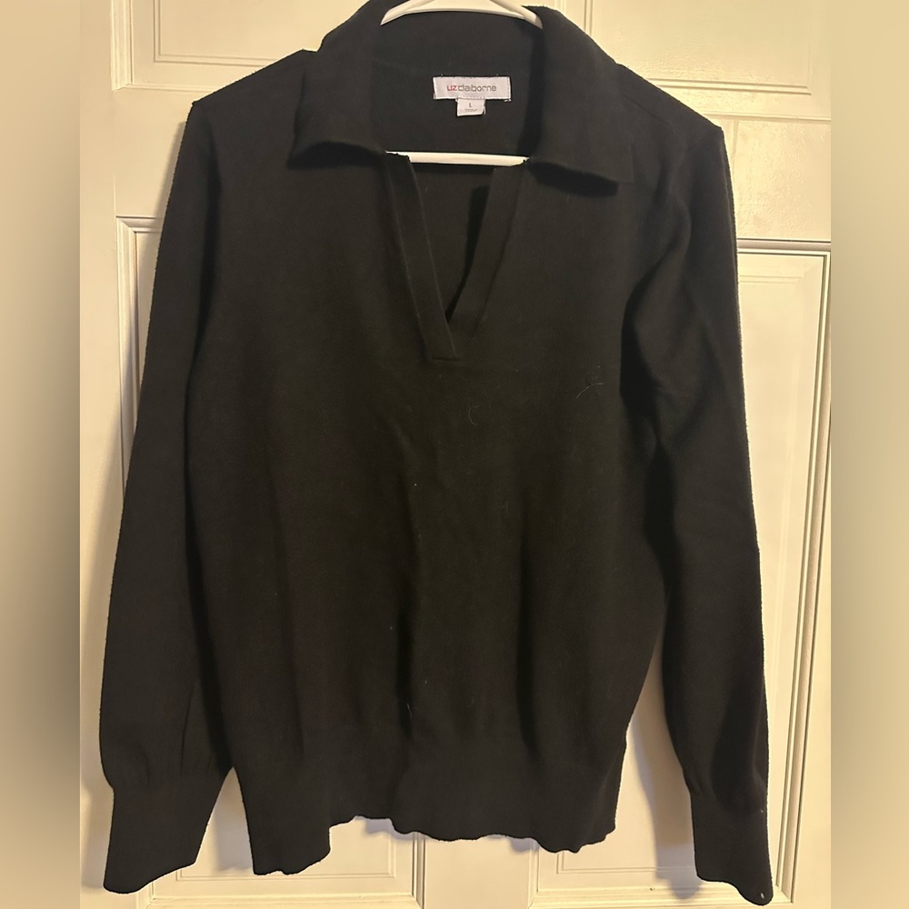 Liz Claiborne Black Collared Sweater